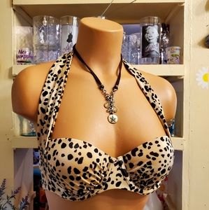 Victoria's Secret Swim Top 34-B Animal Print Underwire Molded Cups EUC